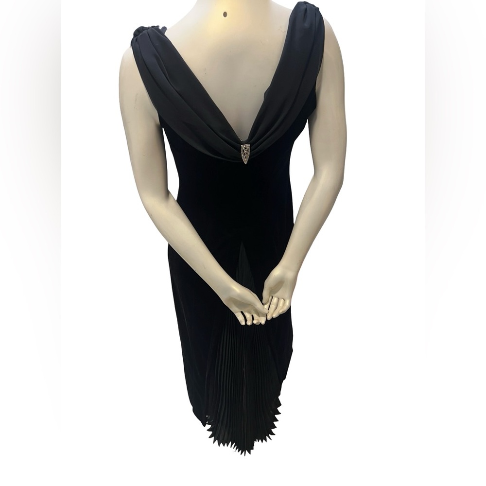 Robbie Bee Black Backless Dress with Draped Neckline